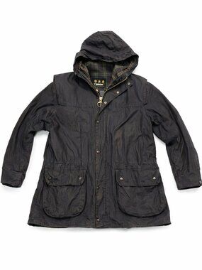 Barbour Durham Parka wax jacket Navy Blue A6 England C36/91cm